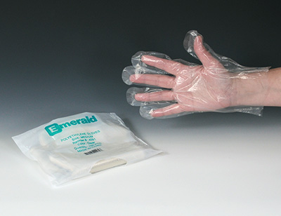 Emerald High Density Disposable Clear Embossed Poly Gloves
